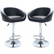Tabouret interne avec structure réglable en acier et assis dans une grande peau rembourrée de la peau Black