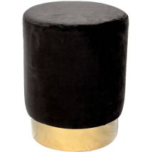 Tabouret Jona Velours Noir Pied Or