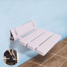 Tabouret Mural Rabattable Haloyo ,Antidérapant,Capacité de Charge 130 kg,33 x 32 x 5cm,blanc