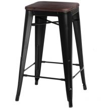 Tabouret Paris Wood 65cm pin noir noyer