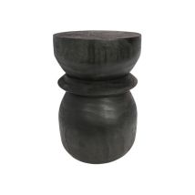 Whitelabel - Tabouret En Bois Ø28cm - Noir - Bikkel