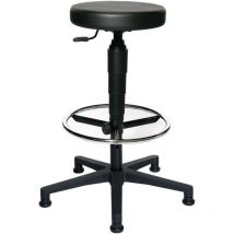 Topstar - Tabouret pivotant avec patins, revêtement en similicuir noir, hauteur d'assise 580-840mm
