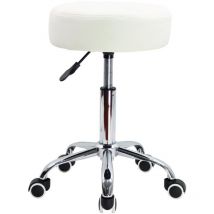 Tabouret Pivotant à Roulettes Hauteur réglable Convient Pour le Bureau de Travail Blanc