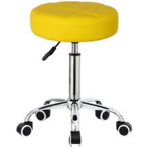 Tabouret Pivotant à Roulettes Hauteur réglable Convient Pour le Bureau de Travail Jaune