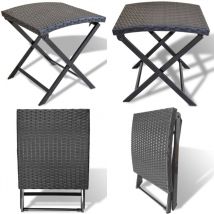 Tabouret pliable Résine tressée Noir - tabouret - tabourets - Home & Living - Noir