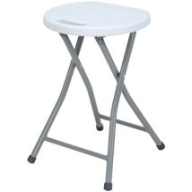 Tabouret pliant en résine et acier 31x45cm Blanc 7house