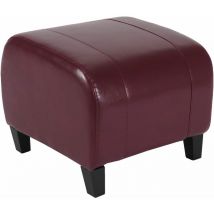 Tabouret pouf cuir emmen, 39x45x47cm, rouge