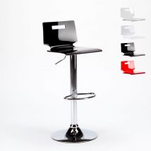 Tabouret haut bar et cuisine en acier chromé design industriel San José Design - Noir