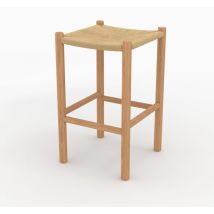 Rendez-vous Déco - Tabouret pour ilot central 65 cm en teck et rotin - kaïa