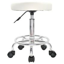 Tabouret réglable en Hauteur Rotatif Tabouret de Bar Tabouret de Travail en Cuir synthétique Tabouret de Bureau Tabouret de Pratique Blanc
