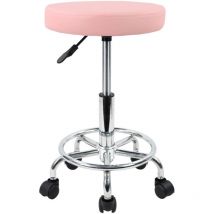 Tabouret réglable en Hauteur Rotatif Tabouret de Bar Tabouret de Travail en Cuir synthétique Tabouret de Bureau Tabouret de Pratique Rose
