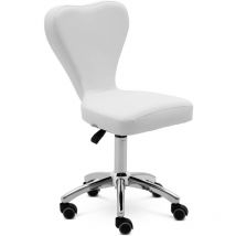 Tabouret à roulettes avec dossier Tabouret à roulettes Réglable 150 kg Blanc