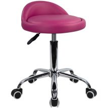 Tabouret à roulettes de Bureau Tabouret de Travail réglable en Hauteur 46-62cm en Cuir synthétique Rose