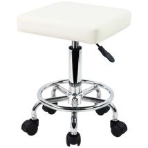 Tabouret À Roulettes Réglable En Hauteur 46-61cm – Cuir Synthétique Facile À Nettoyer – Confortable Et Mobile – Pour Professionnels – Kktoner