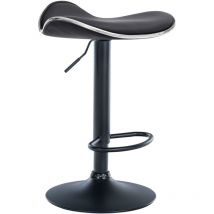 CLP - Tabouret Shanghai en simili cuir noir, métal noir mat