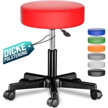 Casaria - Tabouret Siège Réglable en hauteur Pivotable 360° Plusieurs couleurs au choix Rouge