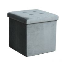 Tabouret Siège Pliable Pouf Repose Pieds Boîte Coffre de rangement Cube gris foncé