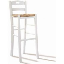 Okaffarefatto - Tabouret snack avec dossier hauteur 80CM avec poigne blanche et assise en paille