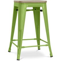 Tabouret de bar design industriel - bois et acier - 61cm - Stylix Vert clair