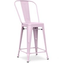 Privatefloor - Tabouret de bar avec dossier - design industriel - 60cm - Stylix Rose pâle