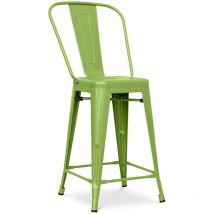 Tabouret de bar avec dossier - design industriel - 60cm - Stylix Vert clair