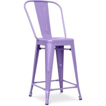 Tabouret de bar avec dossier - design industriel - 60cm - Stylix Violet pastel