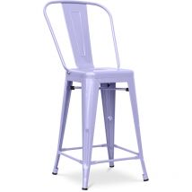 Tabouret de bar avec dossier - design industriel - 60cm - Stylix Lavande