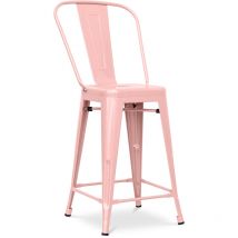 Tabouret de bar avec dossier - design industriel - 60cm - Stylix Orange pâle