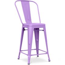 Tabouret de bar avec dossier - design industriel - 60cm - Stylix Violet Clair