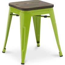 Tabouret de Bar Design Industriel - Bois & Métal - 45 cm - Nouvelle Edition - Stylix Vert clair