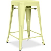 Tabouret de bar design industriel - acier mat - 60cm - Stylix Jaune pâle