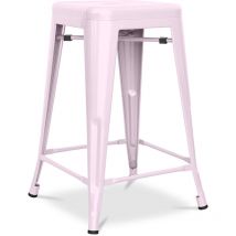 Tabouret de bar - Design industriel - Acier mat - 60cm - Nouvelle édition - Stylix Rose pâle