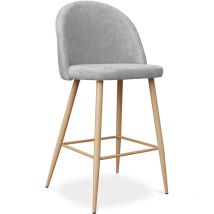 Privatefloor - Tabouret tapissé en tissu - design scandinave - 66cm - Evelyne Gris clair