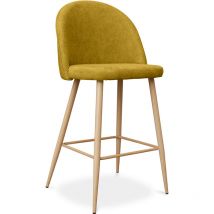 Privatefloor - Tabouret tapissé en tissu - design scandinave - 66cm - Evelyne Jaune