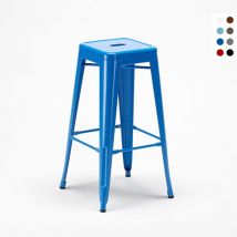 Tabouret de bar design industriel en acier et métal steel up - Bleu