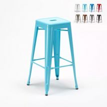 Tabouret de bar design industriel en acier et métal steel up - Turquoise