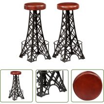 Maison Exclusive - The Living Store Tabourets de bar lot de 2 cuir véritable - Tabourets De Bar - Tabourets En Cuir - Meubles Industriels