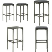 Tabourets de bar avec coussins lot de 2 gris résine tressée - Tabouret De Bar - Tabourets De Bar - Chaise De Bar - Chaises De Bar - Résine Tressée