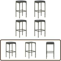 Tabourets de bar avec coussins lot de 4 gris résine tressée - Tabouret De Bar - Tabourets De Bar - Chaise De Bar - Chaises De Bar - Mobilier De