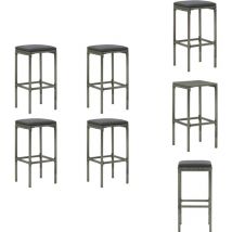 Tabourets de bar avec coussins lot de 4 gris résine tressée - Tabouret De Bar - Tabourets De Bar - Chaise De Bar - Chaises De Bar - Mobilier De