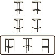 Tabourets de bar avec coussins lot de 4 marron résine tressée - Tabouret De Bar - Tabourets De Bar - Chaise De Bar - Chaises De Bar - Mobilier De