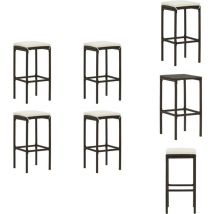 Tabourets de bar avec coussins lot de 4 marron résine tressée - Tabouret De Bar - Tabourets De Bar - Chaise De Bar - Chaises De Bar - Mobilier De