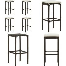 Tabourets de bar avec coussins lot de 4 marron résine tressée - Tabouret De Bar - Tabourets De Bar - Chaise De Bar - Chaises De Bar - Mobilier De