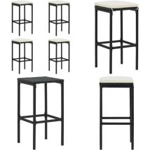 Tabourets de bar avec coussins lot de 4 noir résine tressée - Tabouret De Bar - Tabourets De Bar - Chaise De Bar - Chaises De Bar - Mobilier