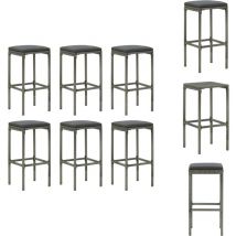 Tabourets de bar avec coussins lot de 6 gris résine tressée - Tabouret De Bar - Tabourets De Bar - Chaise De Bar - Chaises De Bar - Résine Tressée