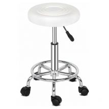 Tabourets de bar, chaises de bar pivotantes réglables en métal pour la maison et la cuisine (Blanc)