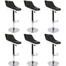 Lot de 6 Tabourets de Bar Cuisine - Tabouret de Bar - siège Bien rembourré en Cuir Artificiel Chaise de bar Similicuir - noir et blanc