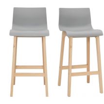 Miliboo - Tabourets de bar design bois et gris clair H65 cm (lot de 2) new surf
