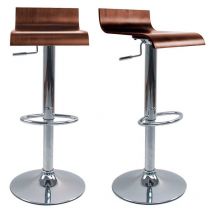 Miliboo - Tabourets de bar design bois foncé noyer et acier chromé (lot de 2) surf V2