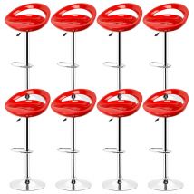 Haloyo - Lot de 8 Tabourets de bar design plastique abs, Chaises Hauts, Rotatif sur 360°,Hauteur Réglable,avec Dossier et Repose-pieds, Pied